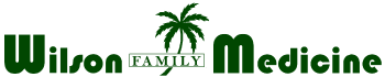 Green Wilson Family Medicine Logo with Palm Tree
